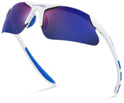 Xagger front view youth sunglasses showing sport fit and clear lenses benefit sun protection