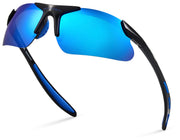 Xagger front view youth sunglasses showing sporty shape and secure fit benefit