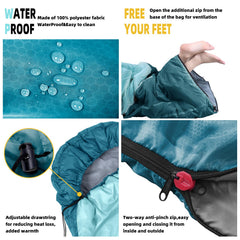 Xelaro two-way anti-pinch zipper and drawcord close-up providing easy access and heat control