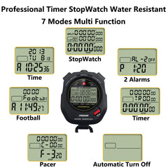 xinko stopwatch three-row screen visible for simultaneous time, lap, split viewing