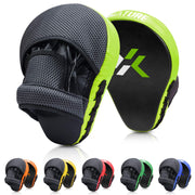 XNATURE curved focus mitts front view showing ergonomic curve and target area for accurate strikes