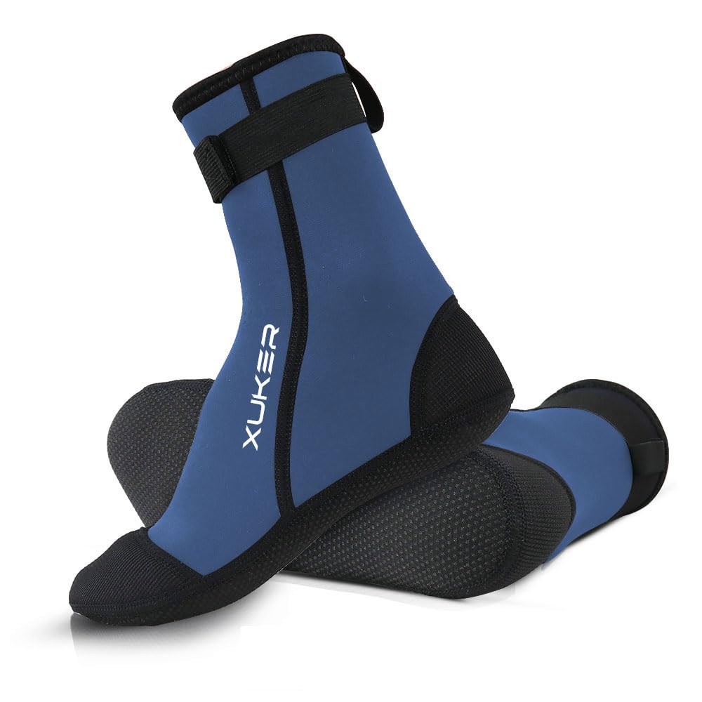 XUKER front view neoprene water socks showing snug fit and smooth opening for comfort