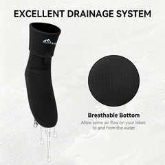 XUKER wading socks worn during river wading showing fast drainage benefit