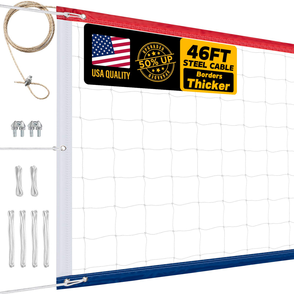 XXXYYY front view of regulation 32x3FT net showing durable construction and portability benefit