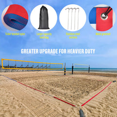 XXXYYY sand bags close-up showing tie attachments and beach stability