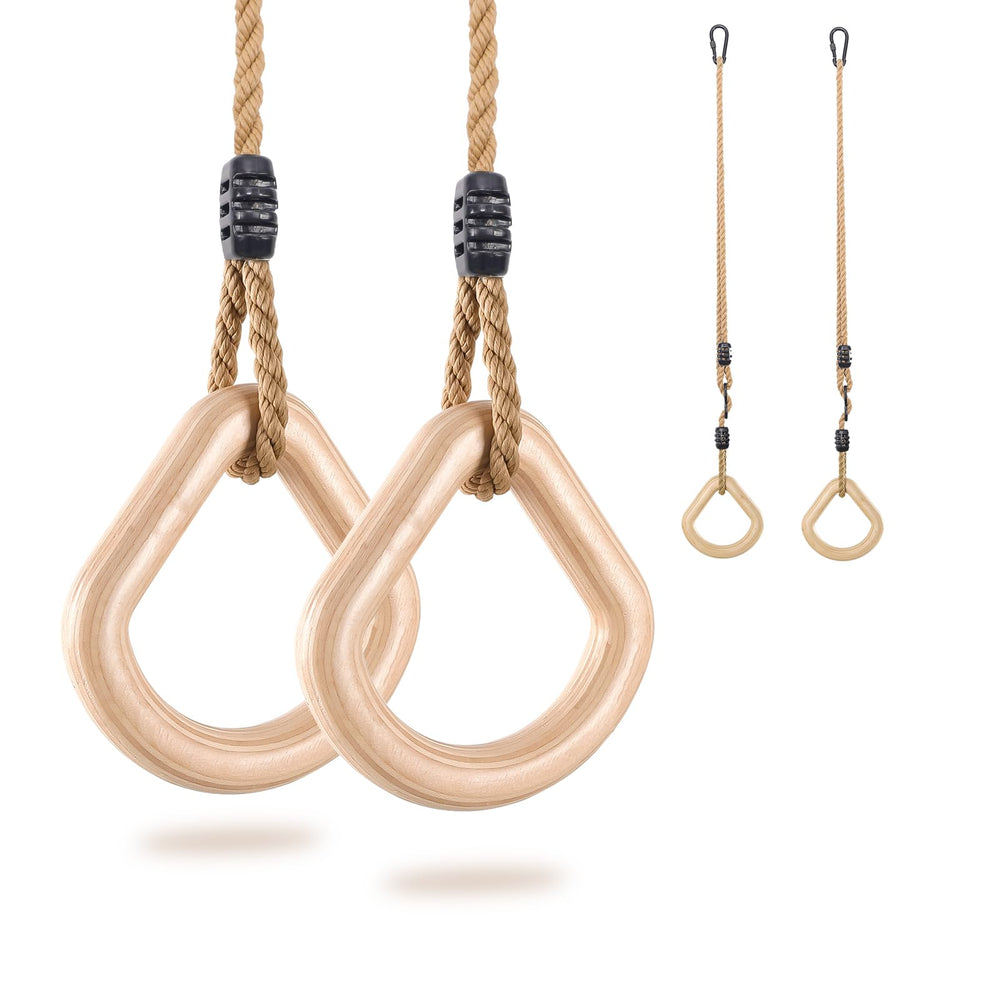 YAERSI wooden rings front view showing smooth birch finish and comfortable grip