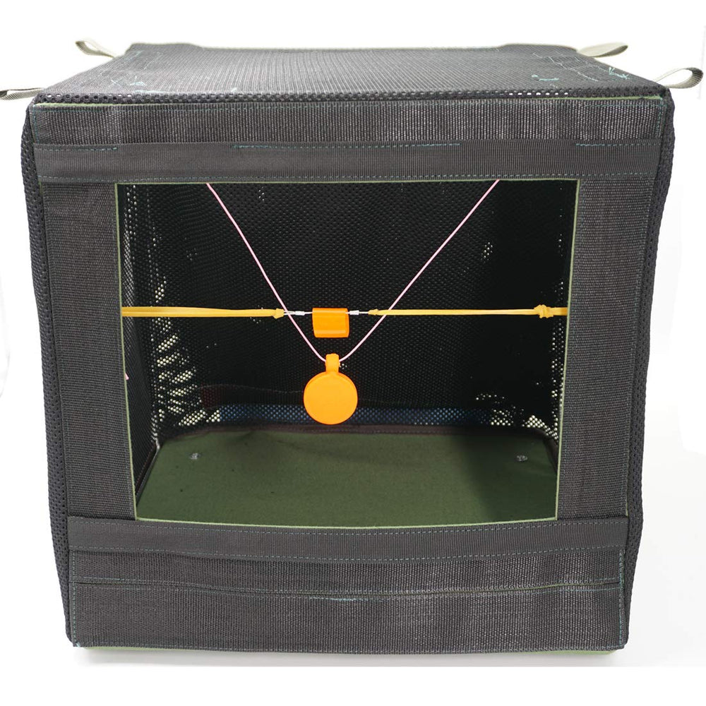 YANDIA front view of assembled target box showing capture area and benefit of containment