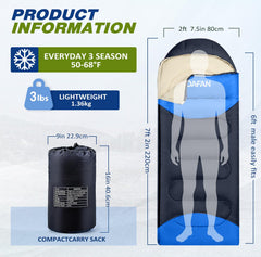 YANLIFY compressed sleeping bag inside compression sack for easy transport and storage