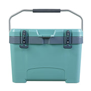 YELLOW JACKET front view of blue 27 quart cooler showing compact design and portability