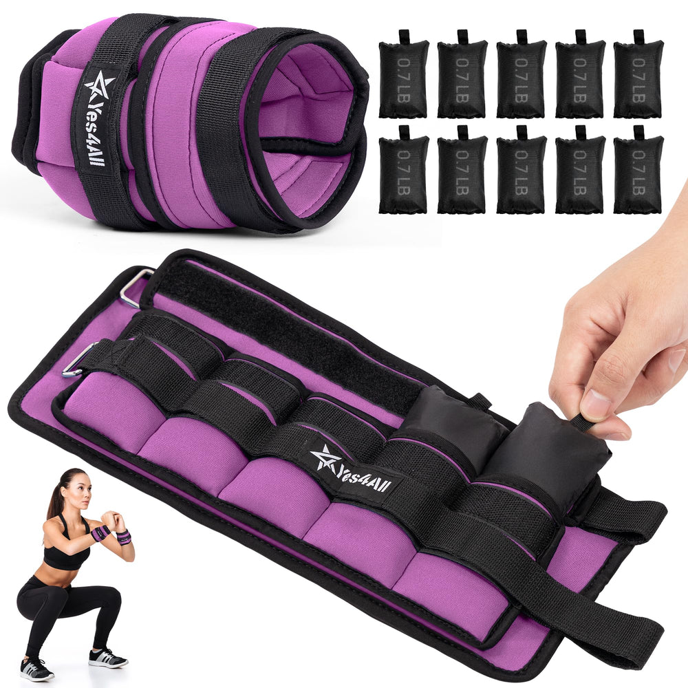 Yes4All front view of adjustable wrist and ankle weights showing pair and straps for versatile workouts