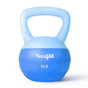 Yes4All front view of blue PVC kettlebell showing compact design and aesthetic