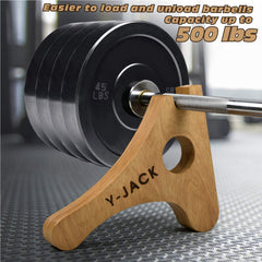 YES4ALL close-up of wooden cradle protecting bar sleeve and preventing sliding during plate changes