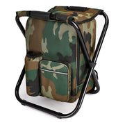 YESIACE front view showing camouflage stool and backpack for easy transport