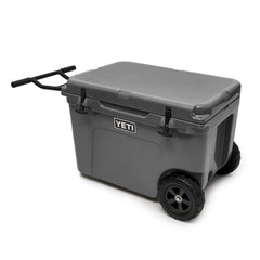 Close-up of NeverFlat wheel on YETI Tundra Haul demonstrating puncture-resistant mobility
