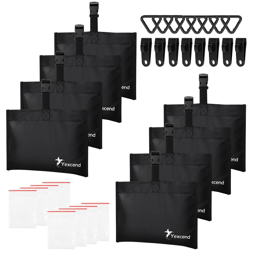 Yexcend front view of sandbag kit showing secure cover anchoring benefit