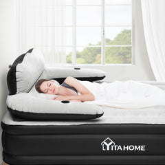 YITAHOME headboard attached with visible cup holders for bedside convenience
