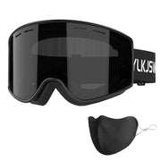 YLKJSWIM front view black goggles showing full-face coverage and clear lens