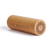 yogadesignlab cork roller front view showing mandala tonal design and portability benefits