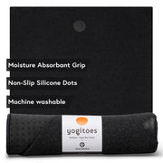 Yogitoes front view onyx towel showing full length and clean design for stability