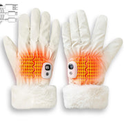 yoostooper off-white gloves front view showing fashionable trim and fit benefit warmth