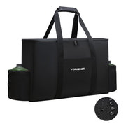 Yorkenbe front view of packed stove bag showing zippers and front pocket for organized storage