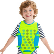 YOTAN front view green vest showing buoyant foam and comfortable fit