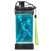 YuanDian bottle front view showing hockey design and bright LED glow benefits hydration