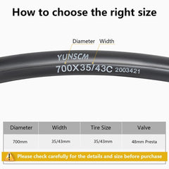 YunSCM 48mm Presta valve close-up for easier inflation on deep rims