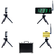 YZ laser timer front panel showing five-digit display and easy reading benefit