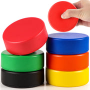 Zealor front view of six-color foam pucks showing safe training set