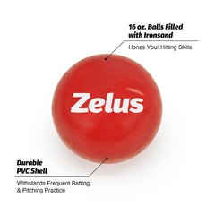 ZELUS iron-sand core exposed detail illustrating consistent 1 lb weight for repeatable training benefits