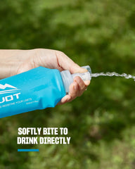 Zelvot soft flask bite valve close-up that highlights easy hands-free sipping