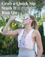 Zelvot front pockets with 500ml soft flask installed for hands-free hydration