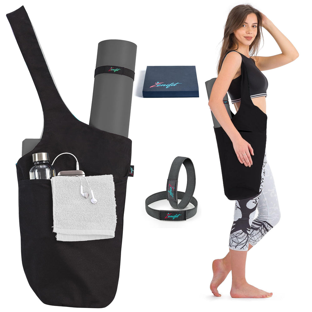 Zenifit bag front view showing sleek full black design and organized look