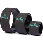 Zenocity front packaging showing the three foam yoga wheels and kit benefits