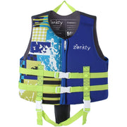 Zeraty front view swim vest showing secure fit and buoyant panels for confidence