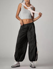 Zhiyouni elastic high waist closeup demonstrating comfortable secure fit