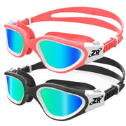 ZIONOR front view of two G1MINI goggles showing polarized gold lenses and compact frame benefit clear vision