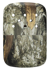 Zippo Realtree Edge close-up of metal texture and burner area, highlighting durable construction
