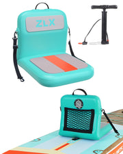 ZLX front packaging showing seat and included pump for easy transport and setup
