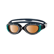 Zoggs Predator Flex front view showing polarized copper lenses for reduced glare