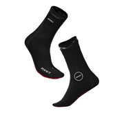 ZONE3 swim socks front view showing fit and cuff, improving warmth