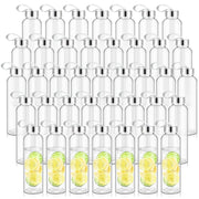 Zubebe front view of 80 clear bottles showing bulk pack and portability benefit