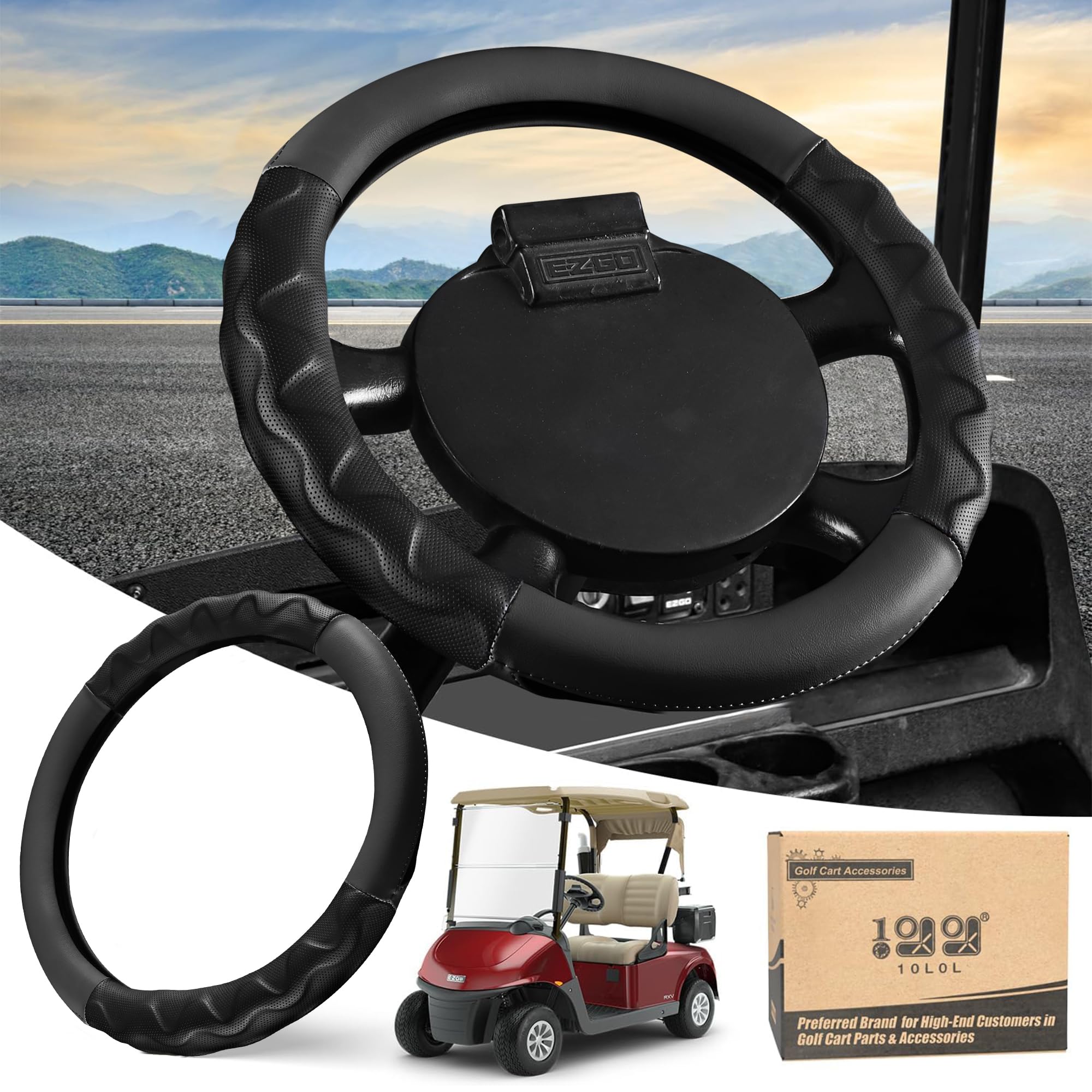 10L0L front view of steering wheel cover shows protective design and improved grip