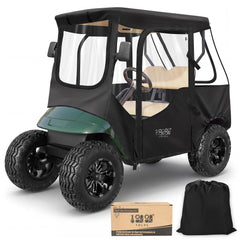 10L0L front view of enclosure on EZGO TXT RXV showing full coverage and protection