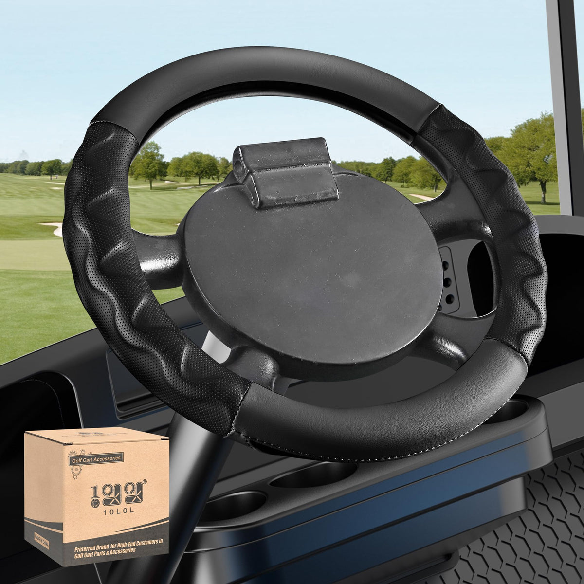 10L0L front view on EZGO wheel showing improved grip and style