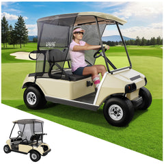 10L0L front view on golf cart roof showing full coverage and sun reduction benefit