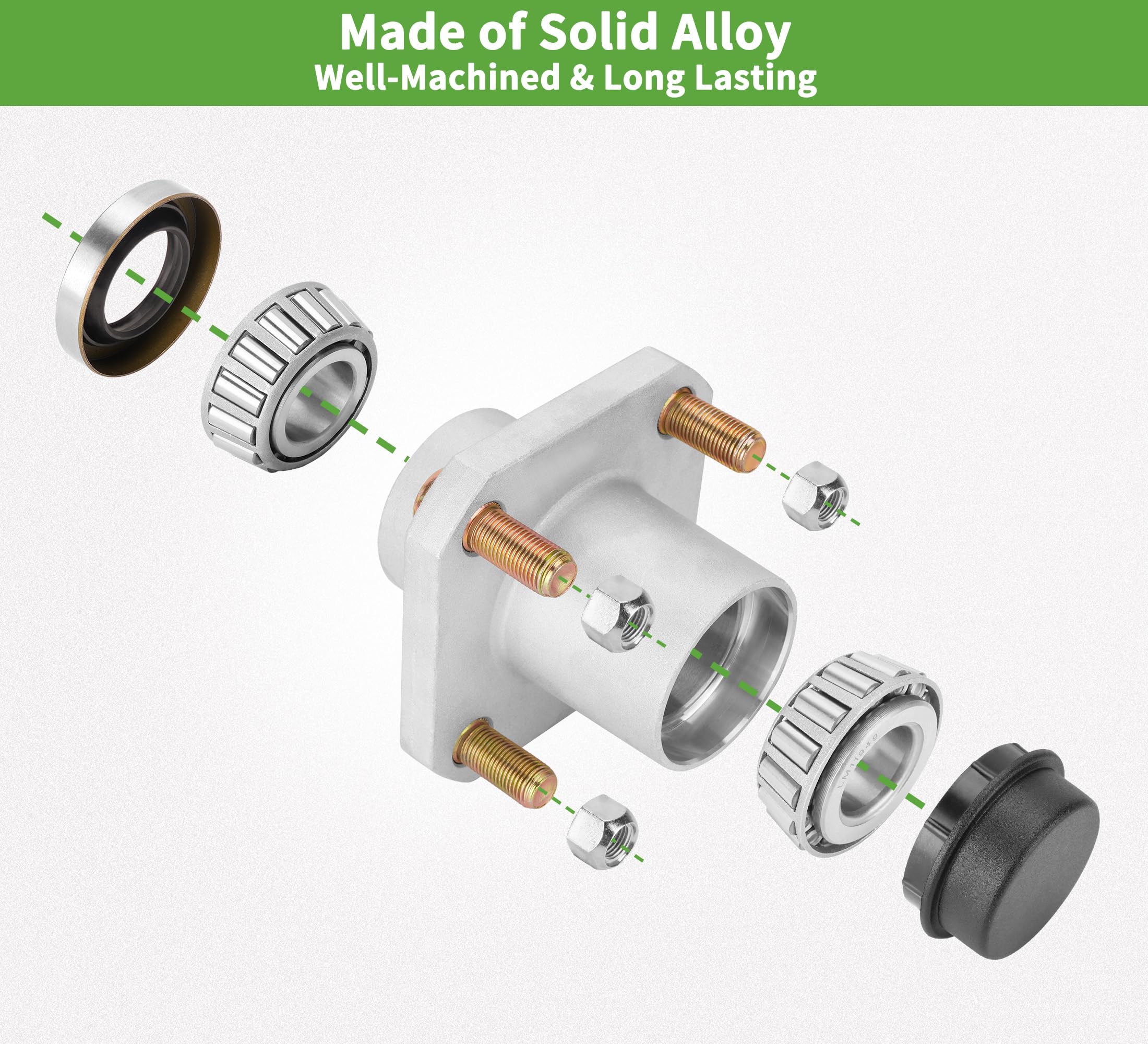 10L0L hub seals and dust caps laid out to prevent grease leaks and contamination