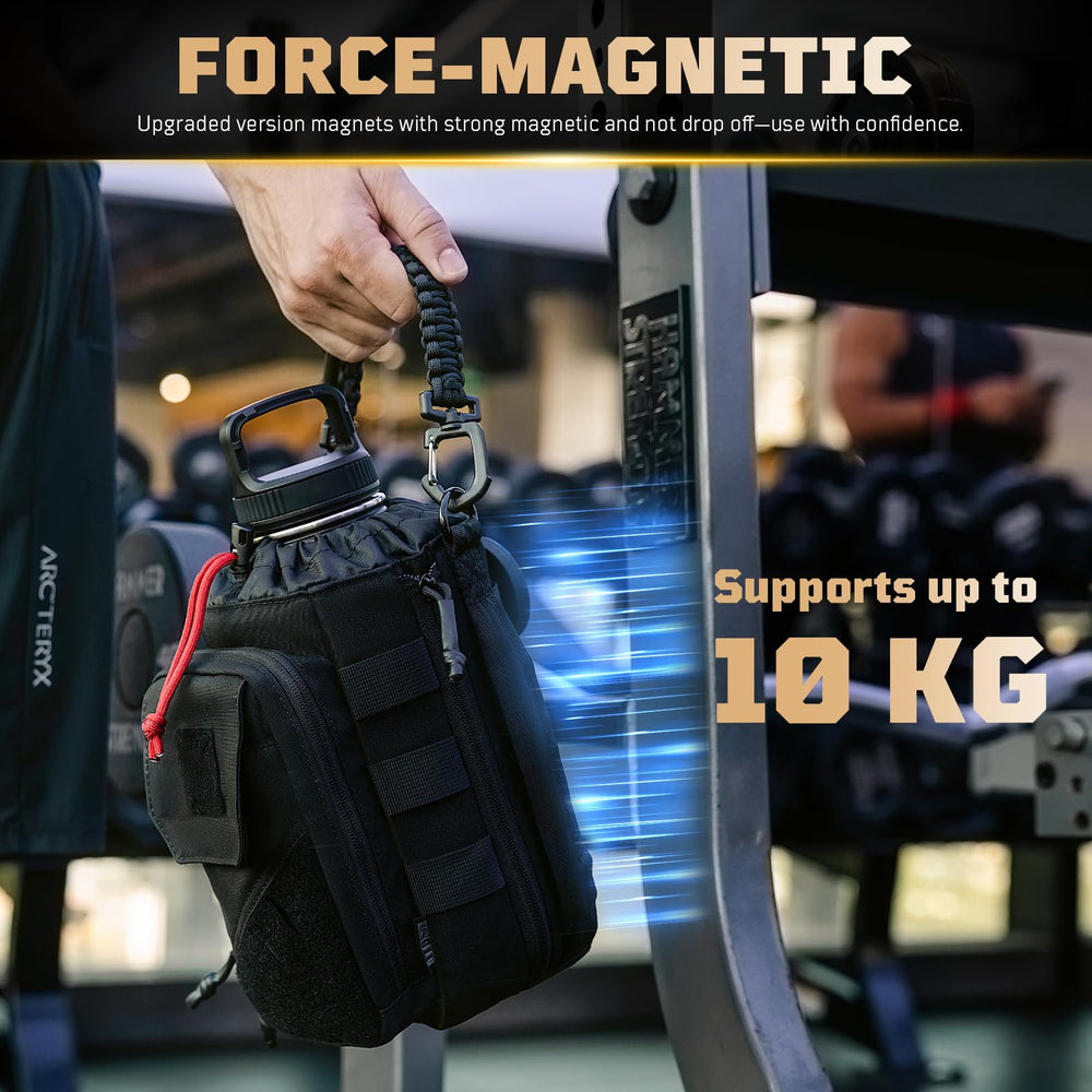 1TG Tactical expanded bottle compartment demonstrating secure fit for large bottles