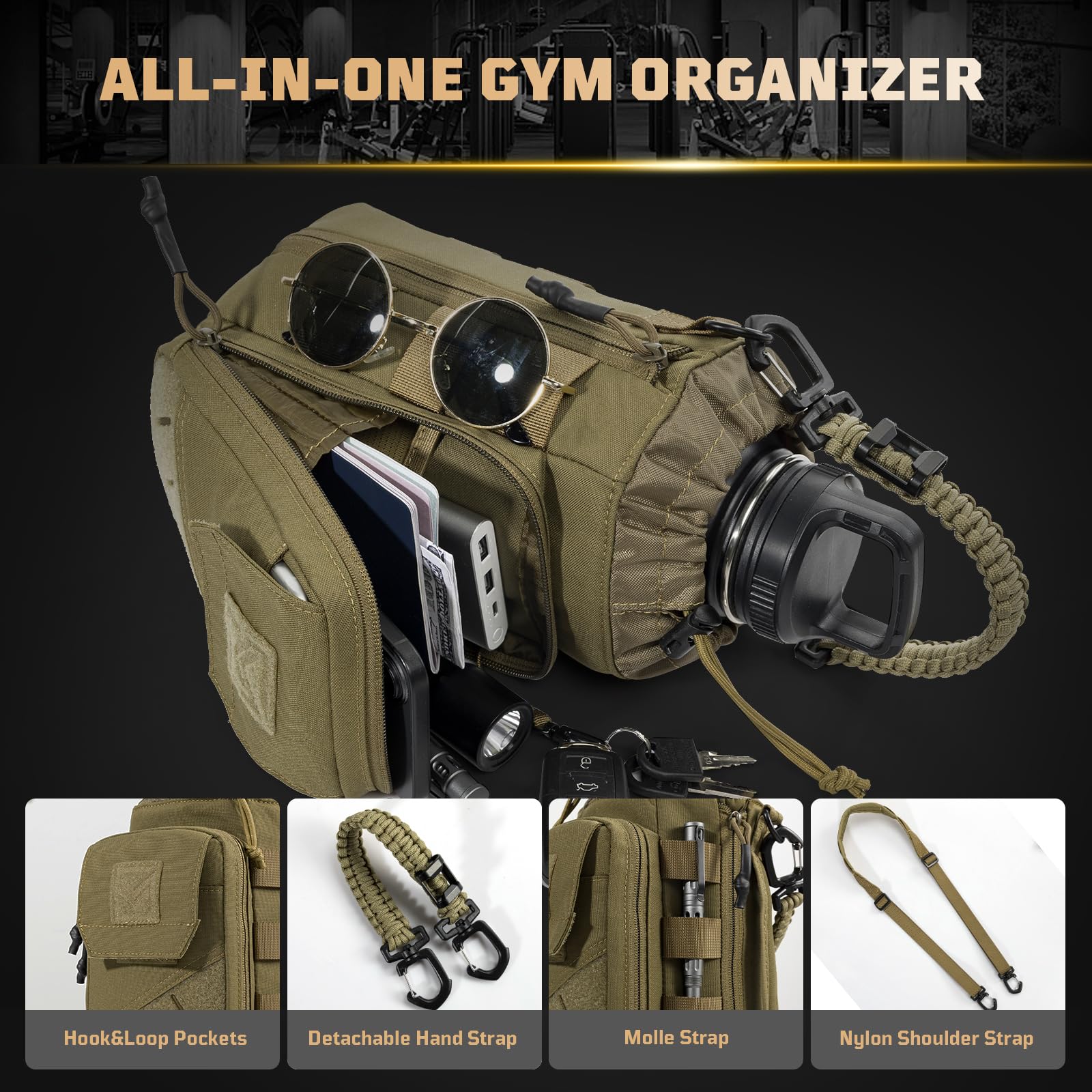 1TG Tactical front pocket interior with mesh and key hook for organized storage
